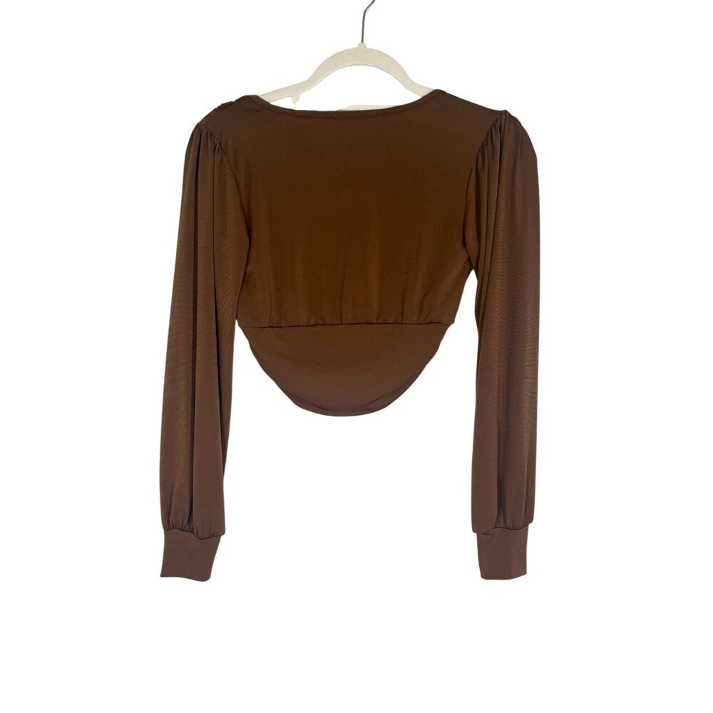 Forever 21 Babydoll Crop Top Brown S Retro Boho Indie Folk Festival Concert Chic - Picture 2 of 7